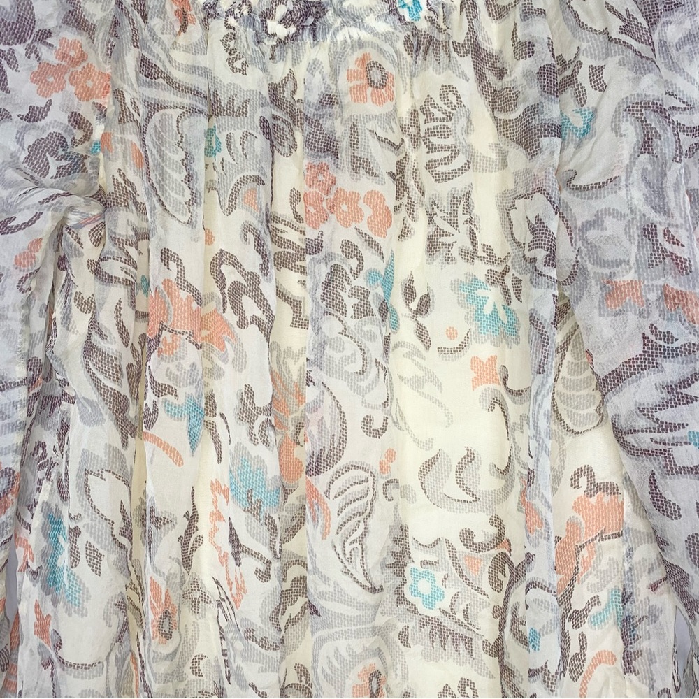 LOLA Made in Italy Pale Yellow Floral Lined 100% Silk Blouse Size Medium - Picture 6 of 7